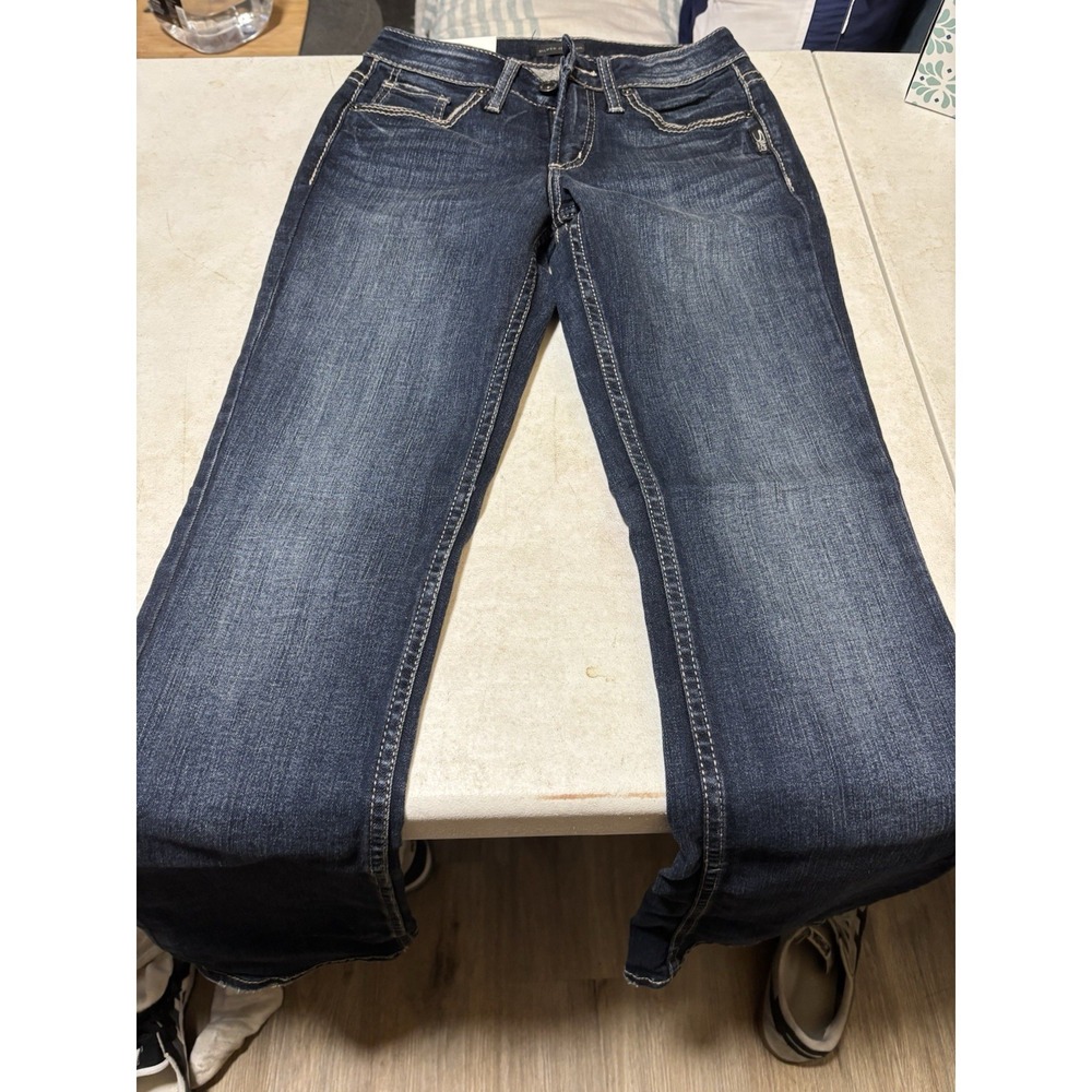 Silver Suki Jeans Women's Size 25/33 Regular Wash Boot Cut Thick Stitch NWT
